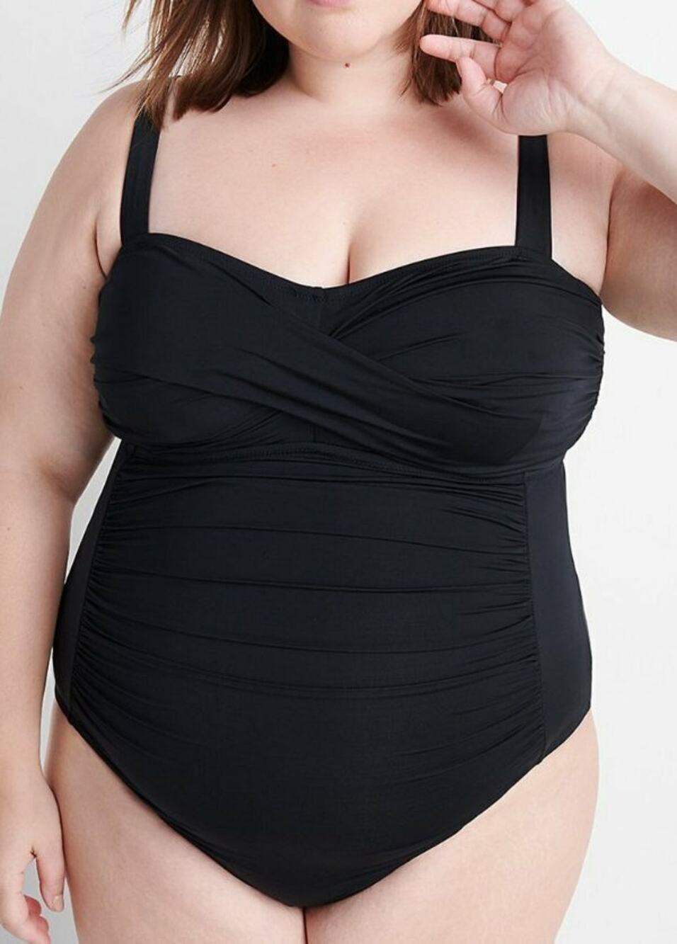 RYLLACE BLACK SLIMMING CRISSCROSSED ADJUSTABLE STRAP ONE PIECE SWIMSUIT SZ 16
